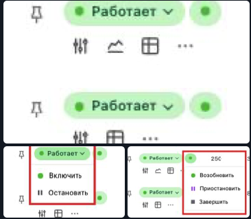 Индикаторы работы кампании в списке